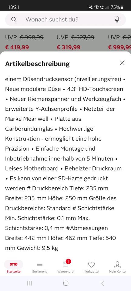 CREALITY 3D-Drucker CR-6-SE in Oldenburg