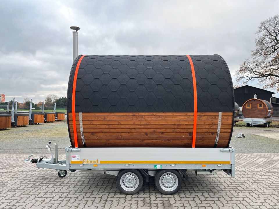 Mobile Sauna 3m Fasssauna auf rädern Vermietung Mietsauna Fass in Stuhr