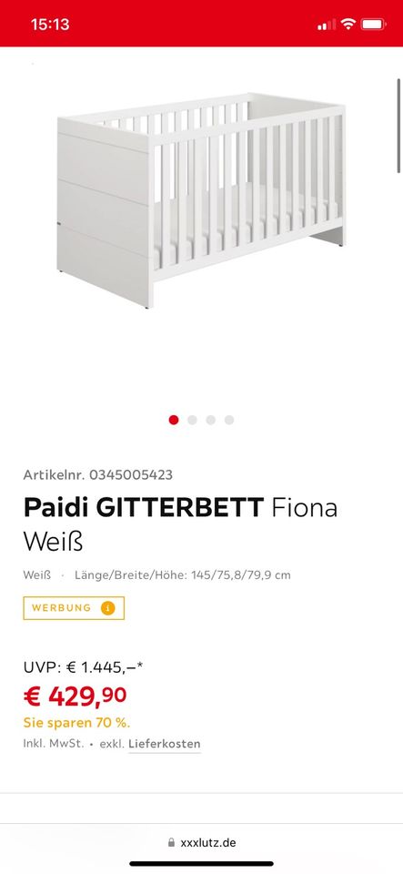 Paidi Babybett Fiona 70x140 in Nürnberg (Mittelfr)