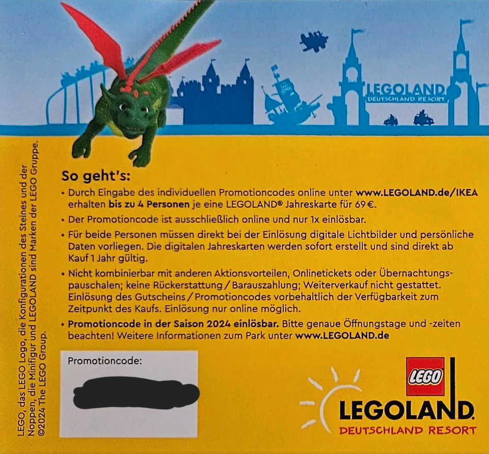 4x Coupon/Gutschein für Legoland Deutschland Jahreskarte 69 € in Burgau