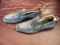 Santoni Herrenschuhe Halbschuhe Slipper Loafer blau echt Leder It Bayern - Augsburg Vorschau