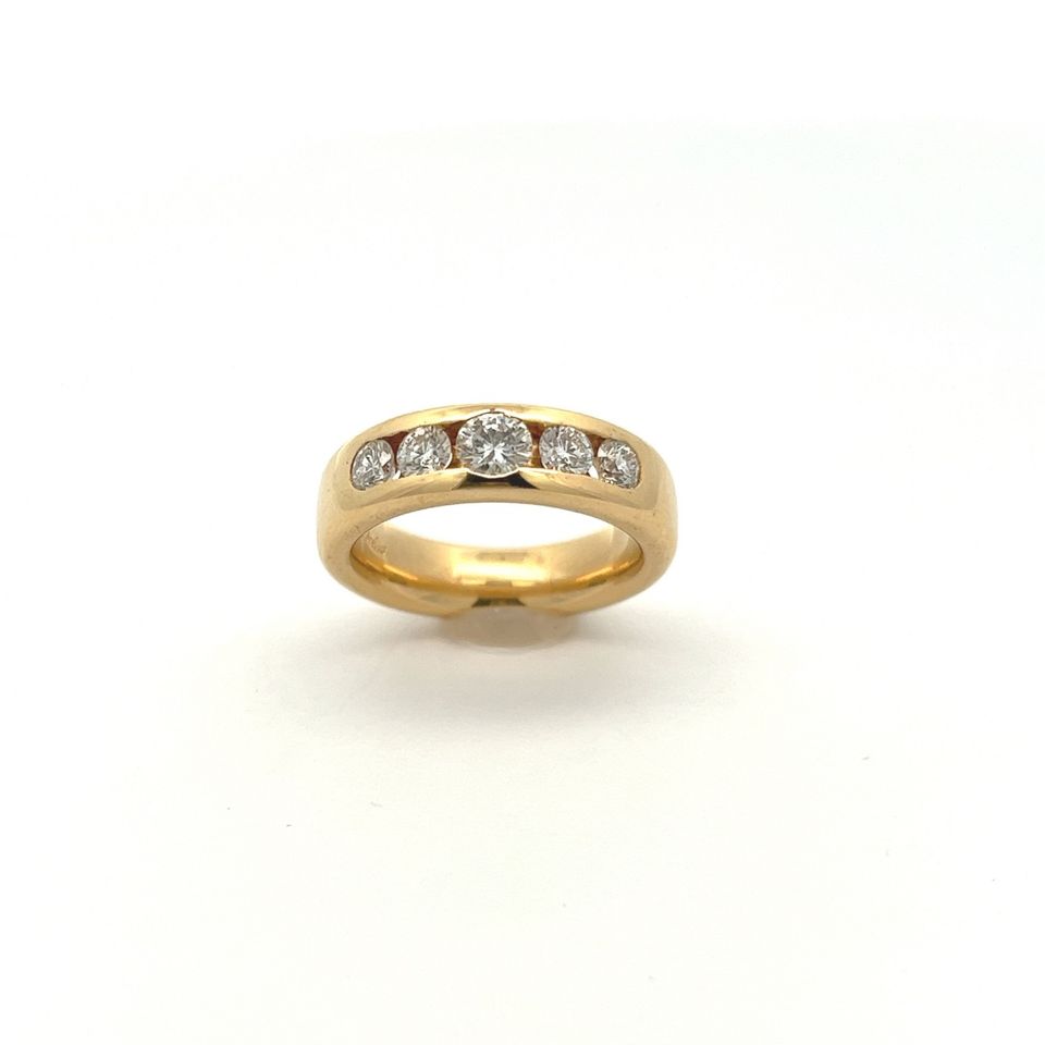 Memoire Ring 18 kt Gold 5 Diamanten 1 ct. in Leimen