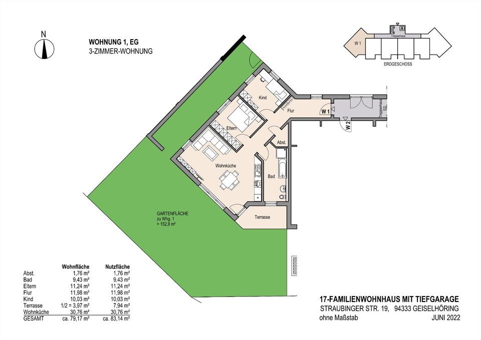 3-Zimmer-W, Bezug 7/24, Aufzug Tiefgarage in Geiselhöring