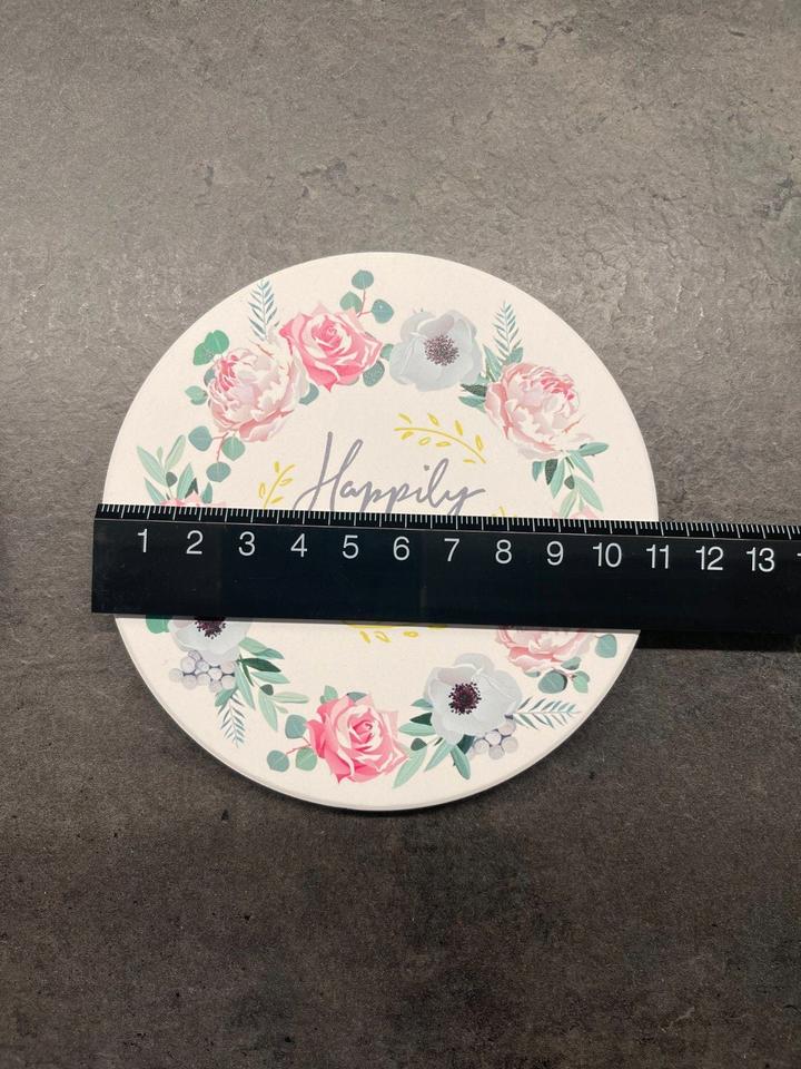 Untersetzer Keramik Hochzeit Blumen Weiß  RUND ∅ca 11cm 1 St in Müllheim