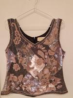 Vintage Irisierendes perlenbesetztes Shell-Tanktop Rosé Mode Exk Kr. München - Grasbrunn Vorschau