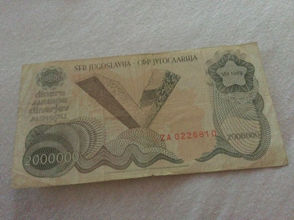 2000000 Dinar Banknote aus Jugoslawien zu verkaufen in Lindau