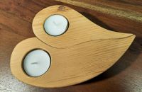 Herz aus Holz 2tlg - mit Teelichthalter - HANDGEARBEITET Bayern - Germering Vorschau