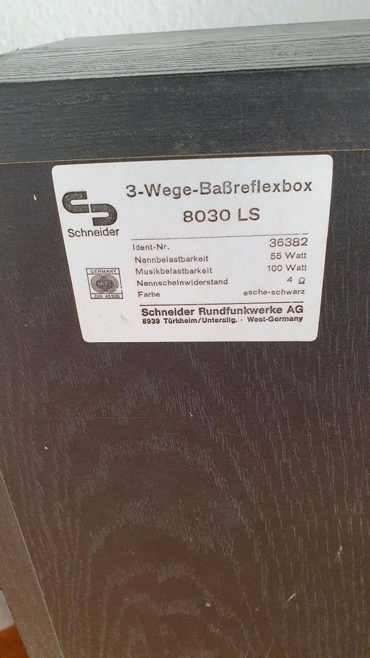 Schneider 8030LS Bassreflexboxen 3WAY•BASSREFLEX SYSTEM in Otterberg