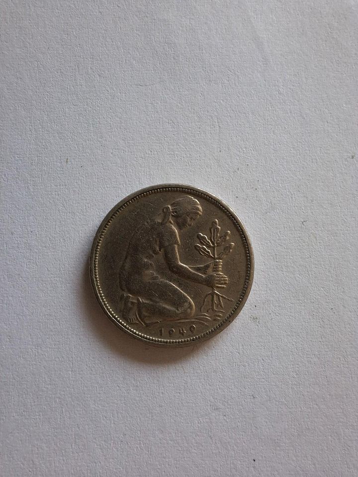 50 Pfennig-Münze "Bank Deutscher Länder" 1949 F in Unkel