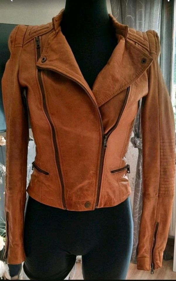 Zara Trafaluc Lederjacke Cognac Gr. XXS in Ortenburg