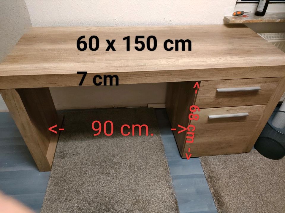 Schreibtisch braun Trüffel 150x60, 1 Schublade + Tür in Gelsenkirchen