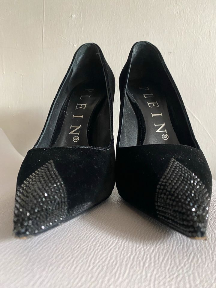 Original Philipp Plein Skull Samt High Heels Gr.38 Strass 1190,- in Düsseldorf