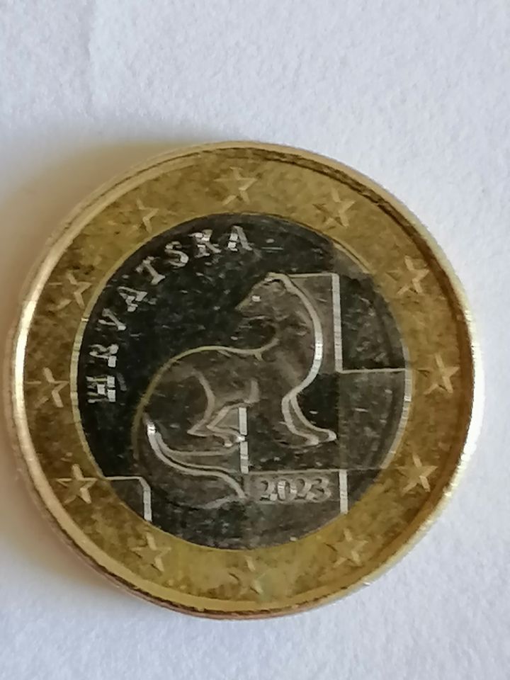 1 Euro Münze Kroatien mit dem Marder Fehlprägung 2023 in Bochum