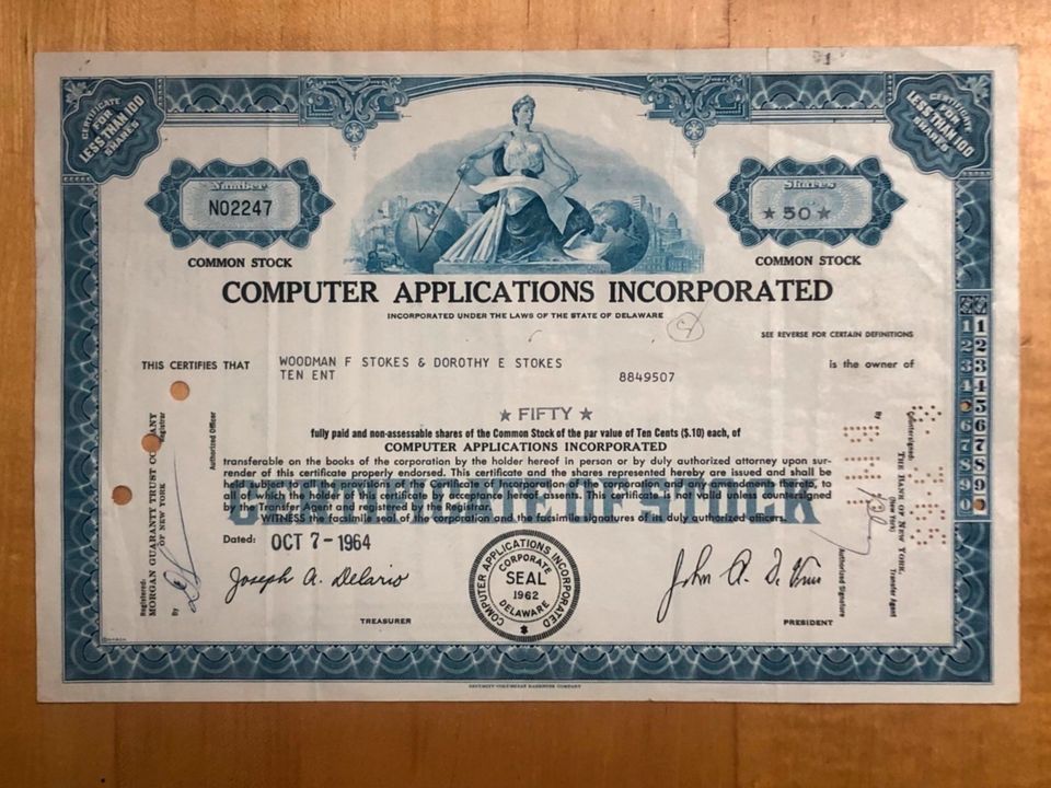 Historische Aktie USA Computer Applications Incorporated in Seevetal