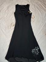 90s Vintage y2k Maxikleid in schwarz mit Blumenstickerei Osterholz - Tenever Vorschau