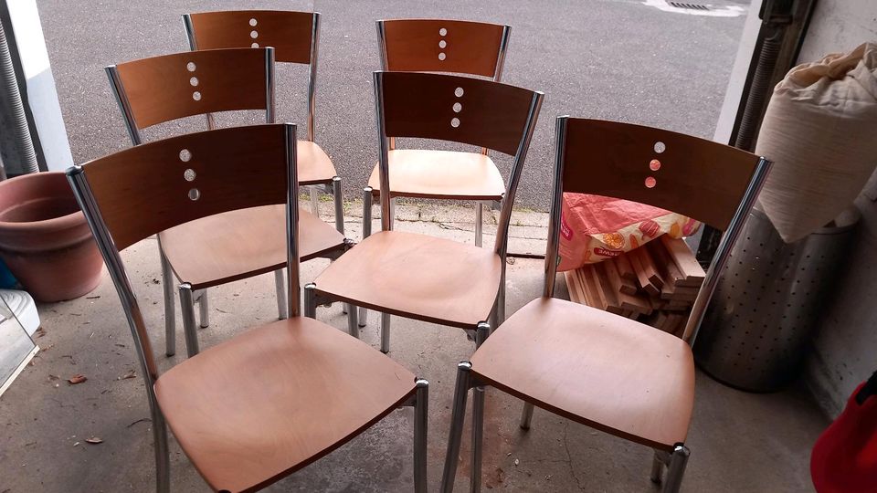6 sechs Stühle, holz stuhl, holz und metal in Niedernhausen