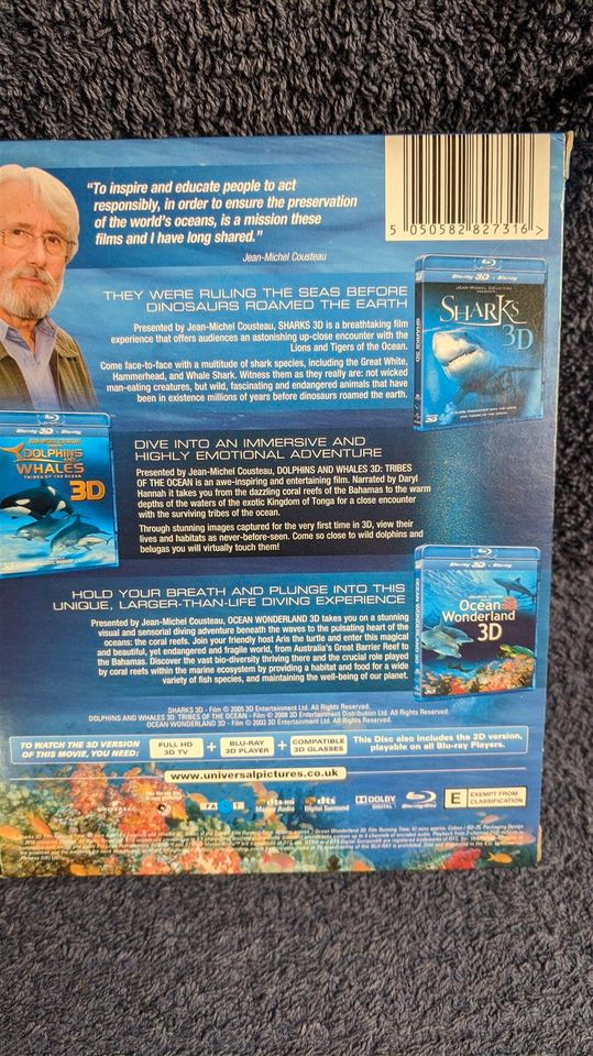 3x 3D Jean-Michel Cousteau Blu-ray Sharks,Dolphins &Whales,Ocean in Berlin