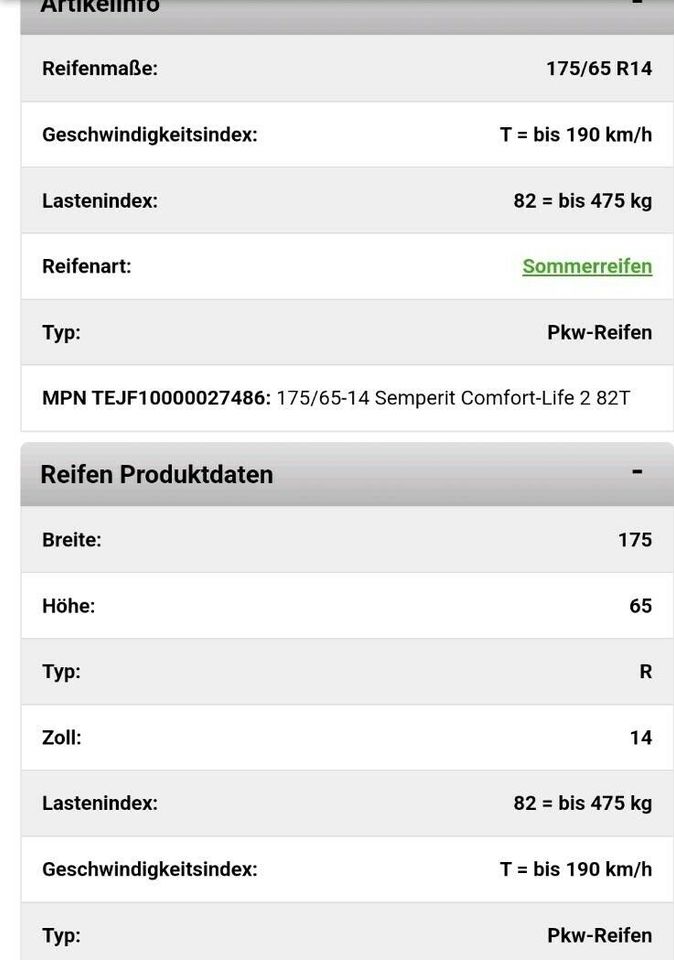 REIFEN Comfort Alpine proven Sommerreifen 4x 175/65 R 14 82 T in Hamburg