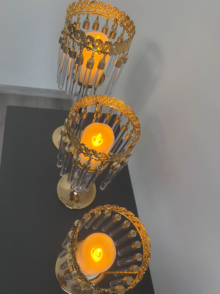 Kristall Kerzenständer Gold / Dekoration Gold in Eschborn