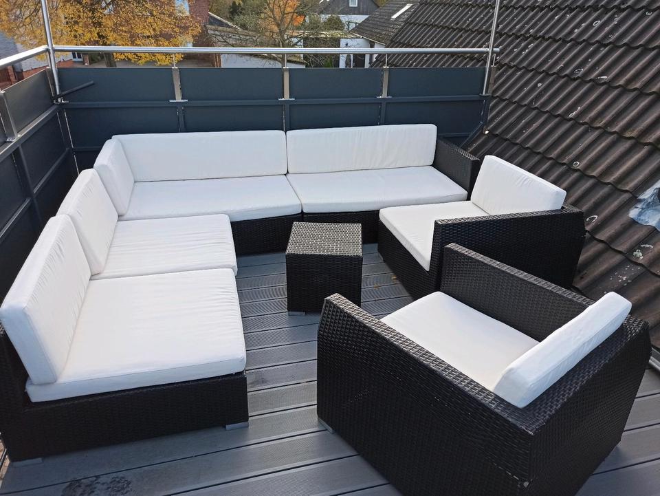 Anthrazit Polyrattan Luxus Gartenlounge XXL mit Gebrauchsspuren in Burgwedel