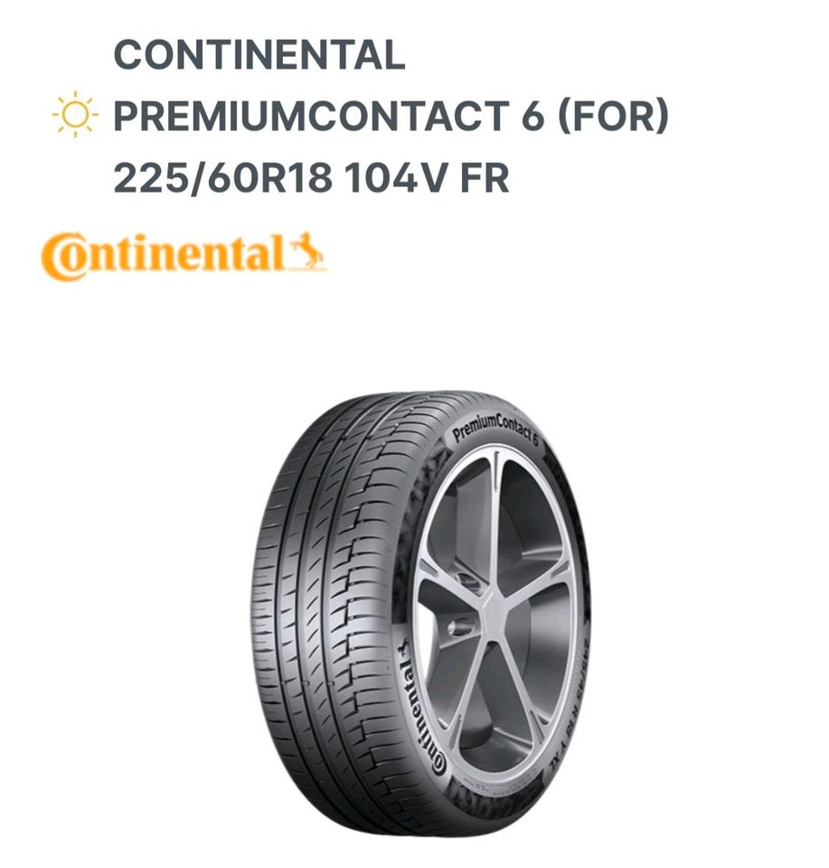 4x Continental PremiumContact 6 225/60 R18 104V XL in Mauchenheim