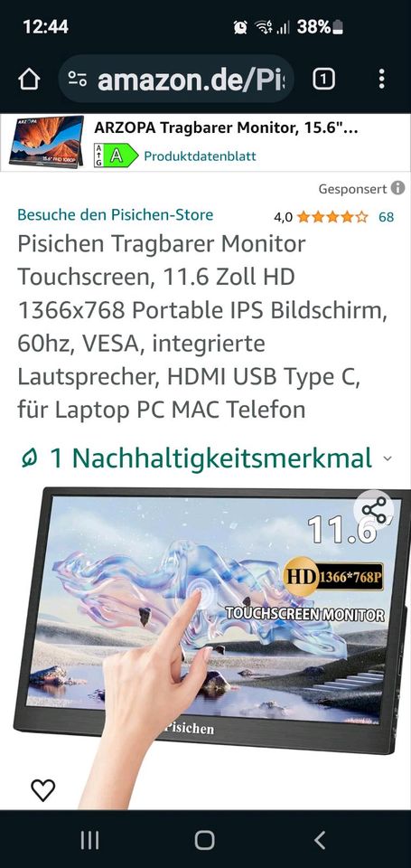 Tragbarer Monitor  11.6 Zoll Pisichen in Dortmund