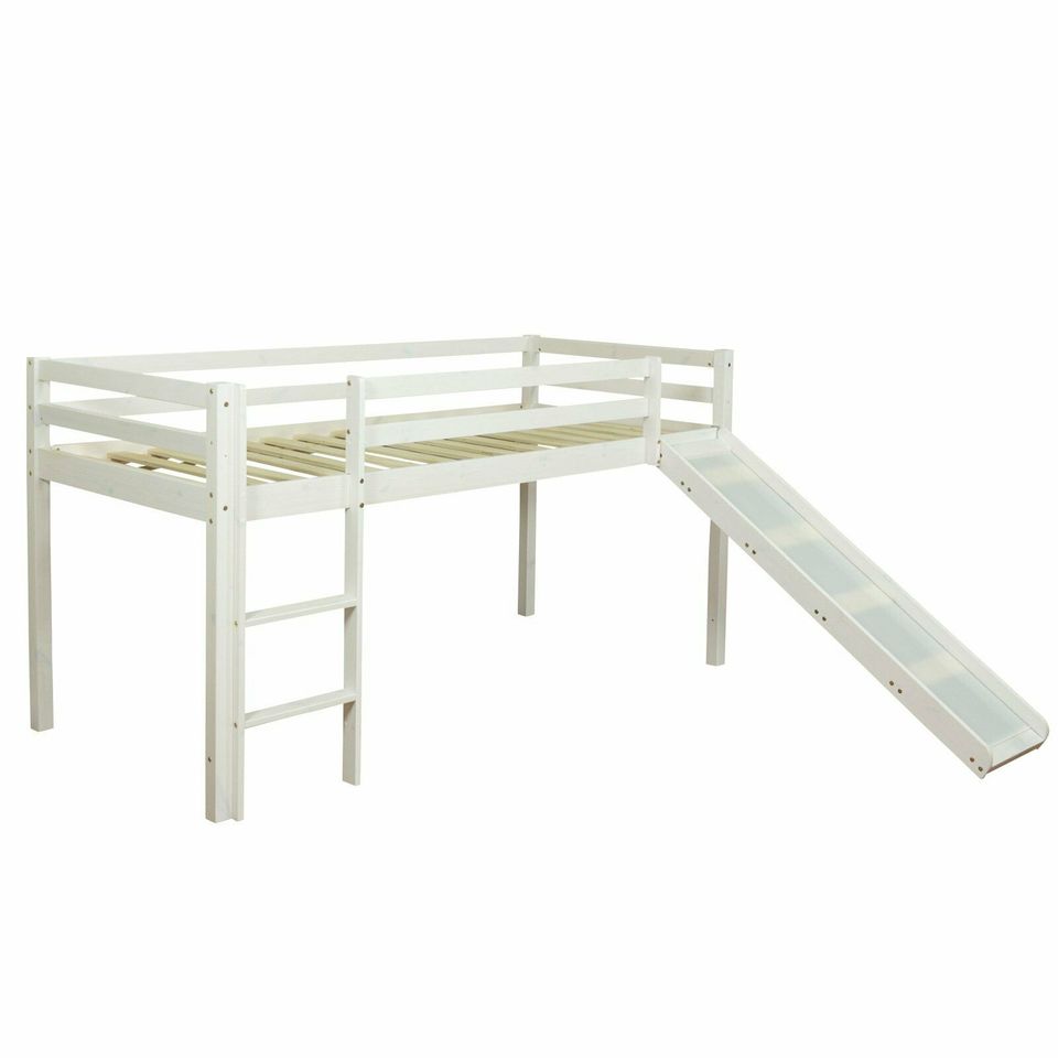 Hochbett Kinderbett Stockbett 90x200 cm Rutsche Vorhang VB169€* in Magdeburg