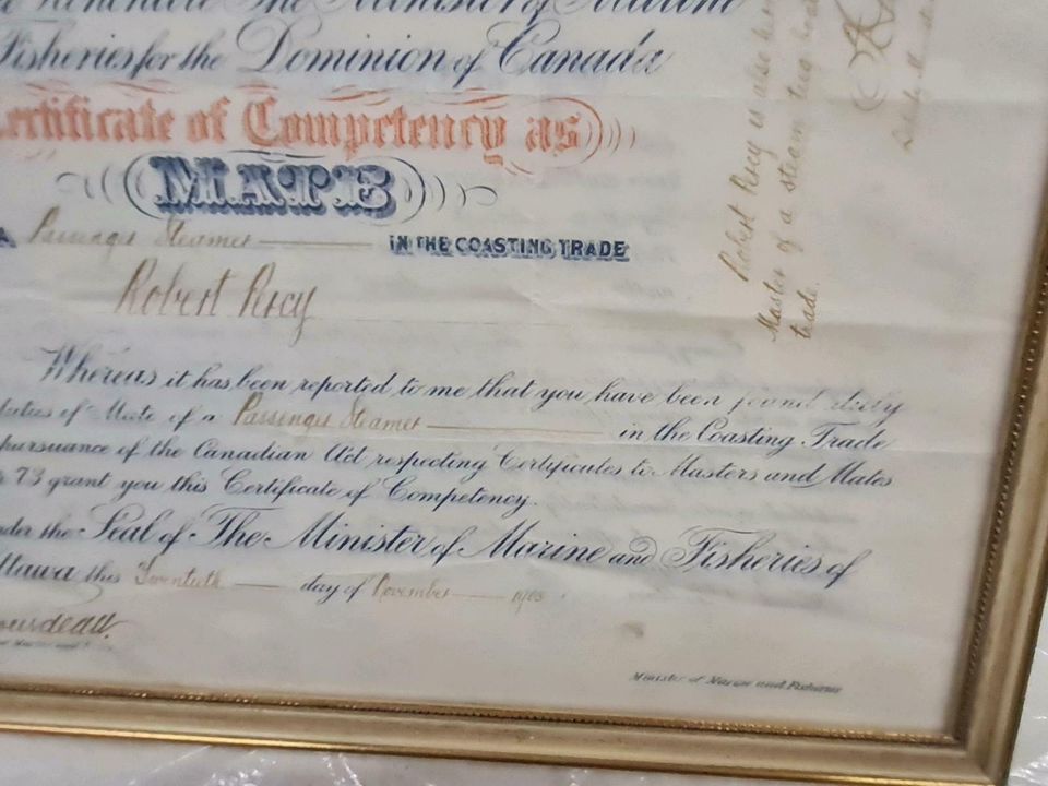 Certificate of competancy as Mate, signiert in Wentorf