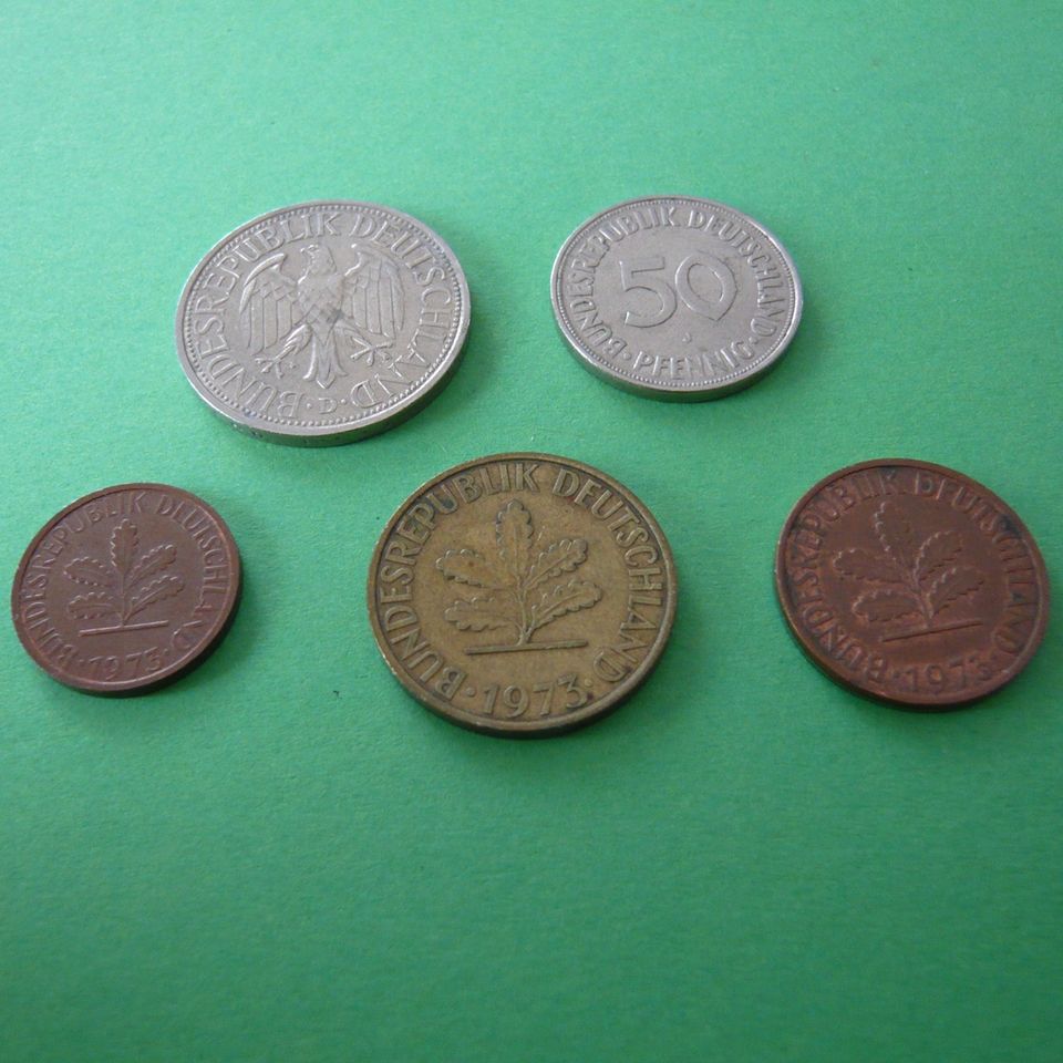 Deutsche Mark Pfennig Geld Münzen 1973 D F J G in Schwäbisch Gmünd