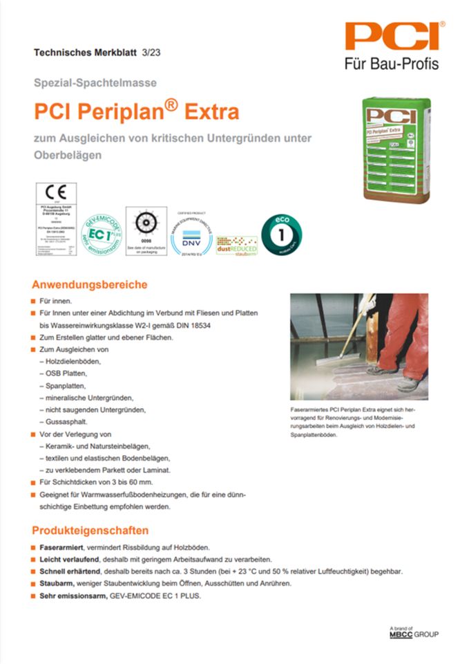 PCI Periplan® Extra 25 kg Spezial-Spachtelmasse Faserarmiert in Gräfenhainichen