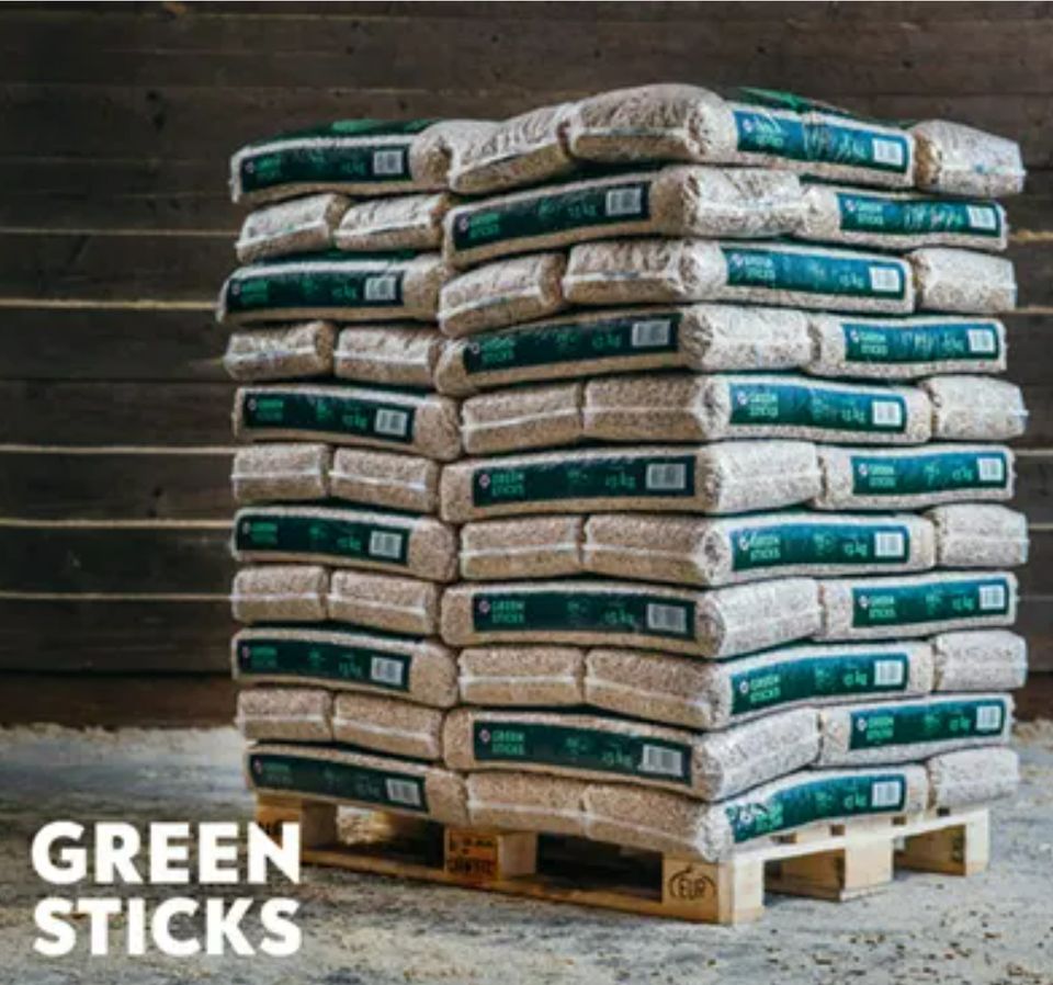 Holzpellets - greensticks 6 mm auf Palette 66 Säcke á 15 kg - NRW in Datteln