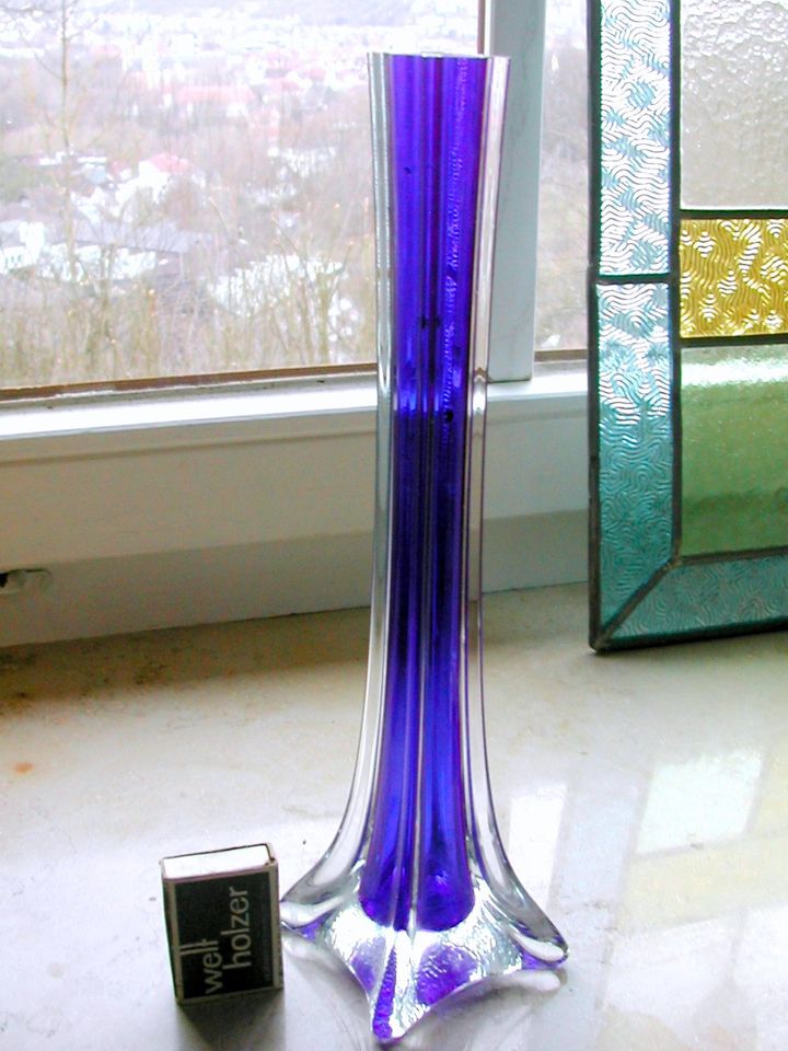 Glasvase Rosenvase Stangenvase blau 30cm Solifleur Orchideenvase in Bad Mergentheim