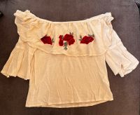 beige schulterfreie Bluse mit Rosen-Verzierung Thüringen - Weimar Vorschau