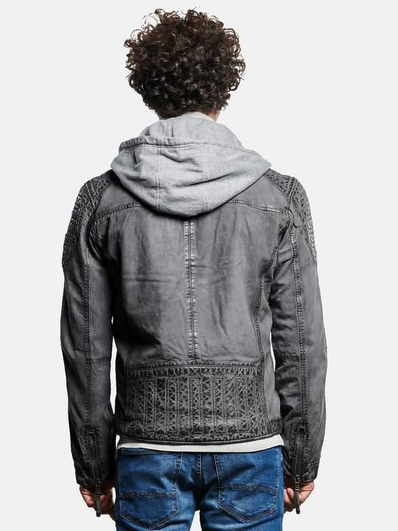 ENGBERS Lederjacke mit Sweat-Kapuze Grau, 1 Jahr alt, Gr.54 in Delbrück