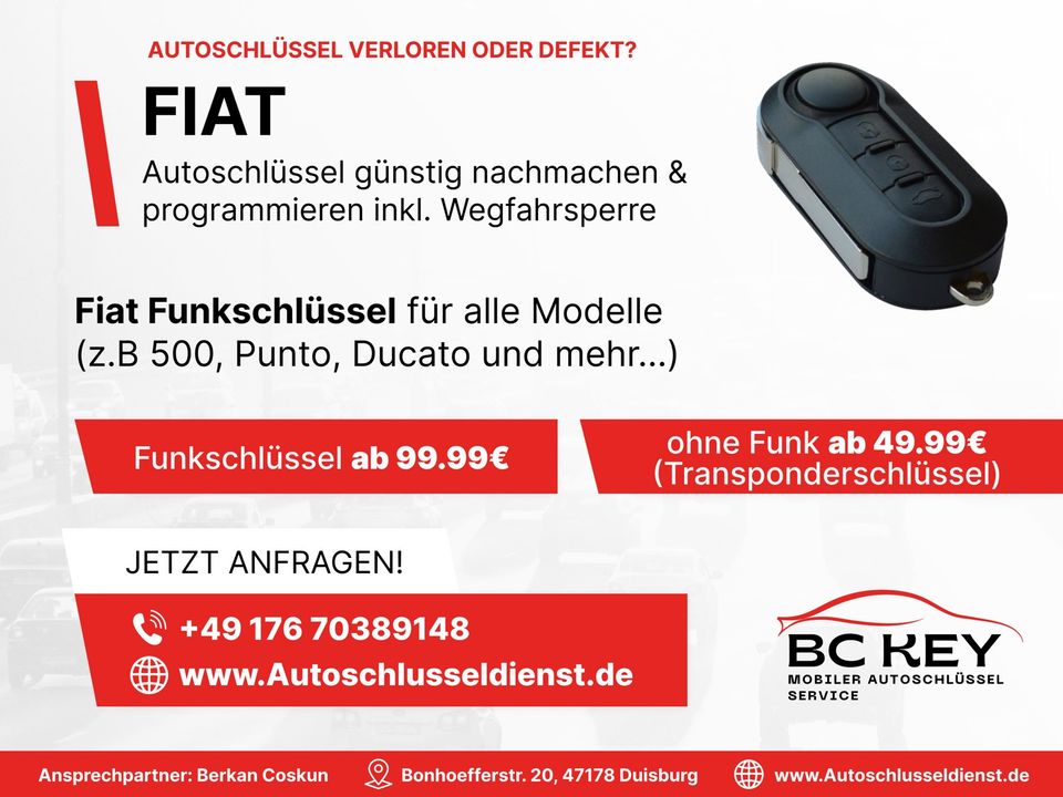 Autoschlüssel günstig & hochwertig nachmachen I Mobiler Service I Alle Automarken I   VW, Porsche, Renault, Seat, Skoda, Smart, Mitsubishi, Nissan, Opel, Peugeot, Suzuki, Ssangyong, Toyota, Volvo in Duisburg