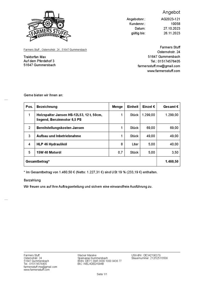 Holzspalter Neu Benzinmotor Einsatzbereit 12 t Jansen in Gummersbach