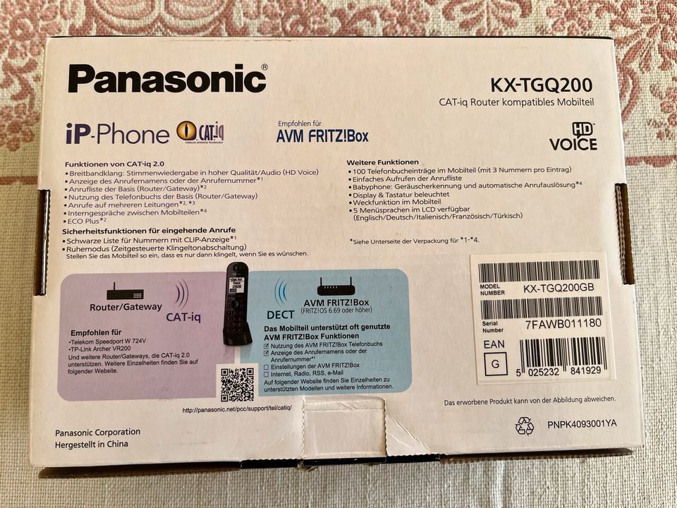 Panasonic KX-TGQ200 Mobilteil Fritz!Box-kompatibel unbenutzt OVP in Berlin