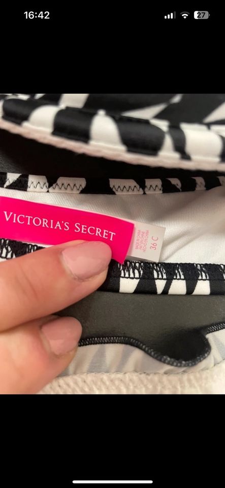 Bikini schwarz weiß Victorias Secret Größe S 75C 80C in Gevelsberg