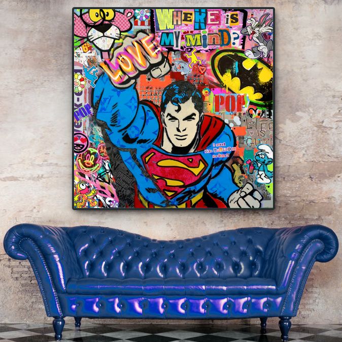 90x90 POP ART Bild⭐Superman *Galerie Berlin Streetart in Berlin