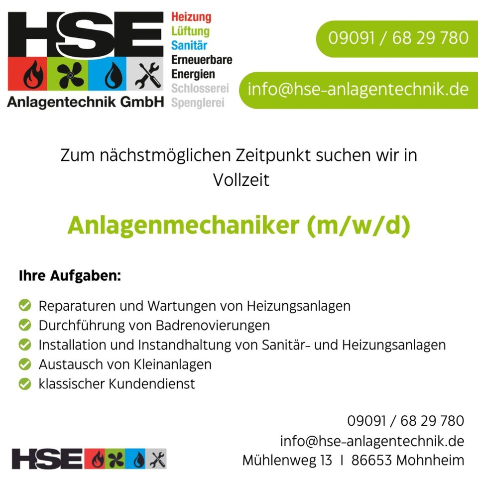 Anlagenmechaniker/in Sanitär-Heizung-Klima (m/w/d) in Monheim