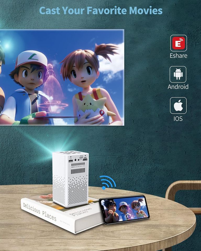 OTHA Akku Mini Beamer WiFi Bluetooth 8000mAh 300ANSI Lumen in Wildeck