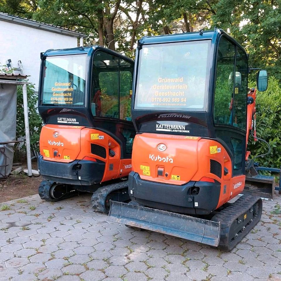 Minibagger Kubota Glasfaser Galabau Tiefbau 1,9 Tonnen Mieten in Geesthacht