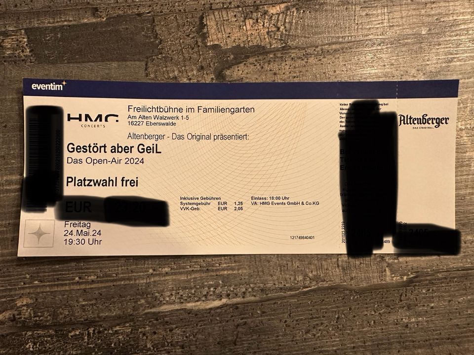 1 x Ticket für Gestört aber Geil Open Air in Eberswalde in Angermünde