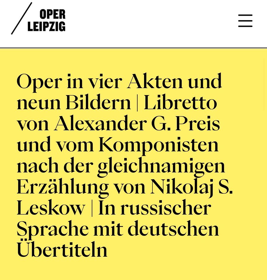 Oper Leipzig | PREMIERE | LADY MACBETH VON MZENSK | in Leipzig