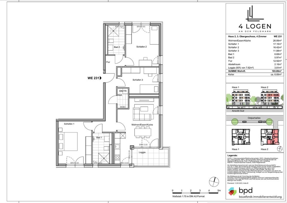 4-Zimmer-Wohnung mit Süd-Ost Loggia #231 - Haus 2 in Bochum