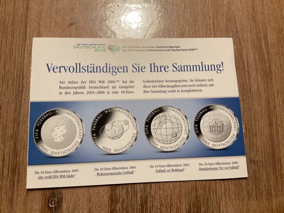 FIFA WM Deutschland 2006 Set komplett, 4 mal 10 Euro Goldmünze in Neuengörs