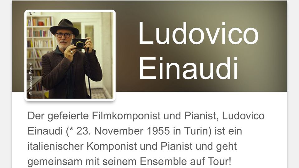 Suche 2 Tickets Ludovico Einaudi Philharmonie Berlin in Düsseldorf