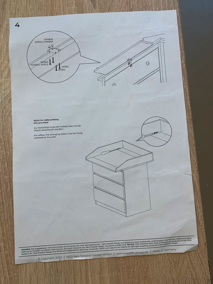 Wickelaufsatz für IKEA Nordli Kommode in Schmiedefeld am Rennsteig