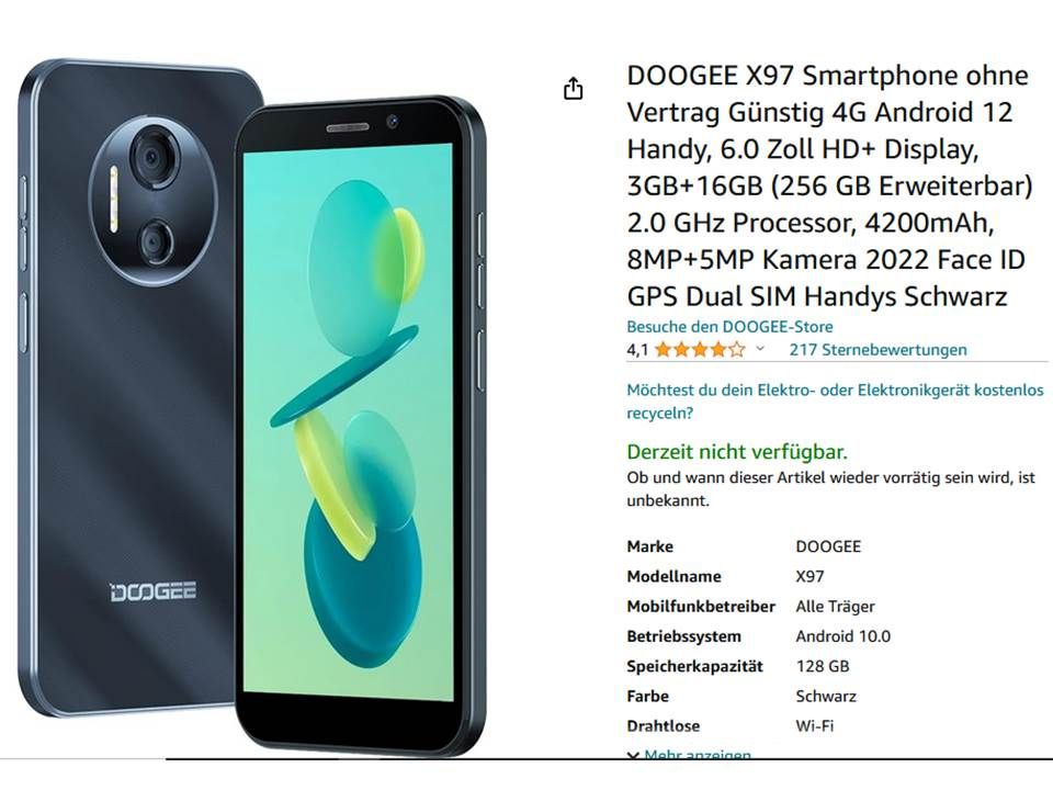 DOOGEE X97 Smartphone lockfree ungebraucht in Bayern - Scheidegg | Telefon  gebraucht kaufen | eBay Kleinanzeigen ist jetzt Kleinanzeigen