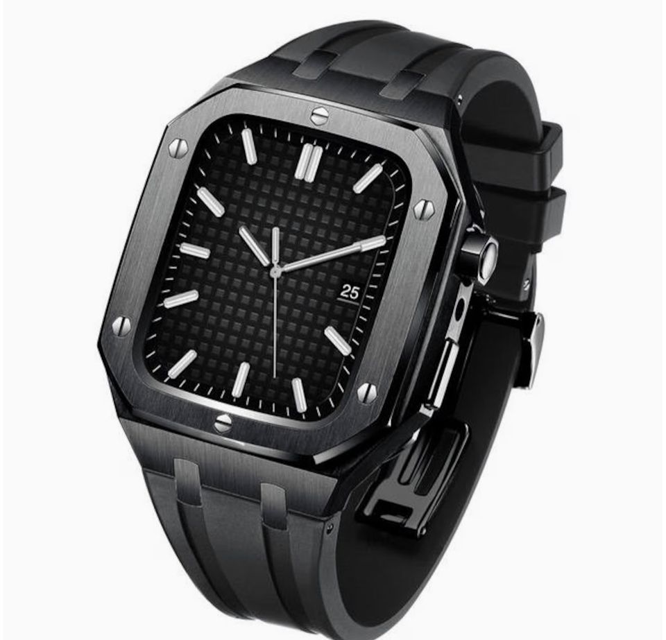 Apple Watch 45mm Series 8/9 Armband aus Silikon Kautschuk schwarz in Lingen (Ems)